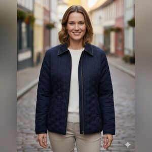 Evan Picone Dark Blue Quilted Barn Jacket Womens Sz L